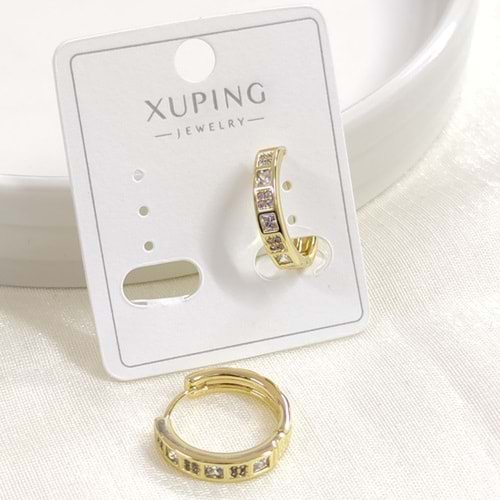 XUPING TAŞLI 15 MM HALKA KÜPE GOLD
