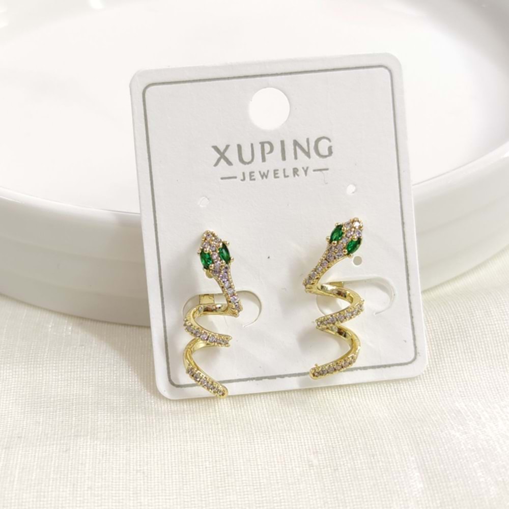 XUPING 10 MM YILAN HALKA KÜPE GOLD