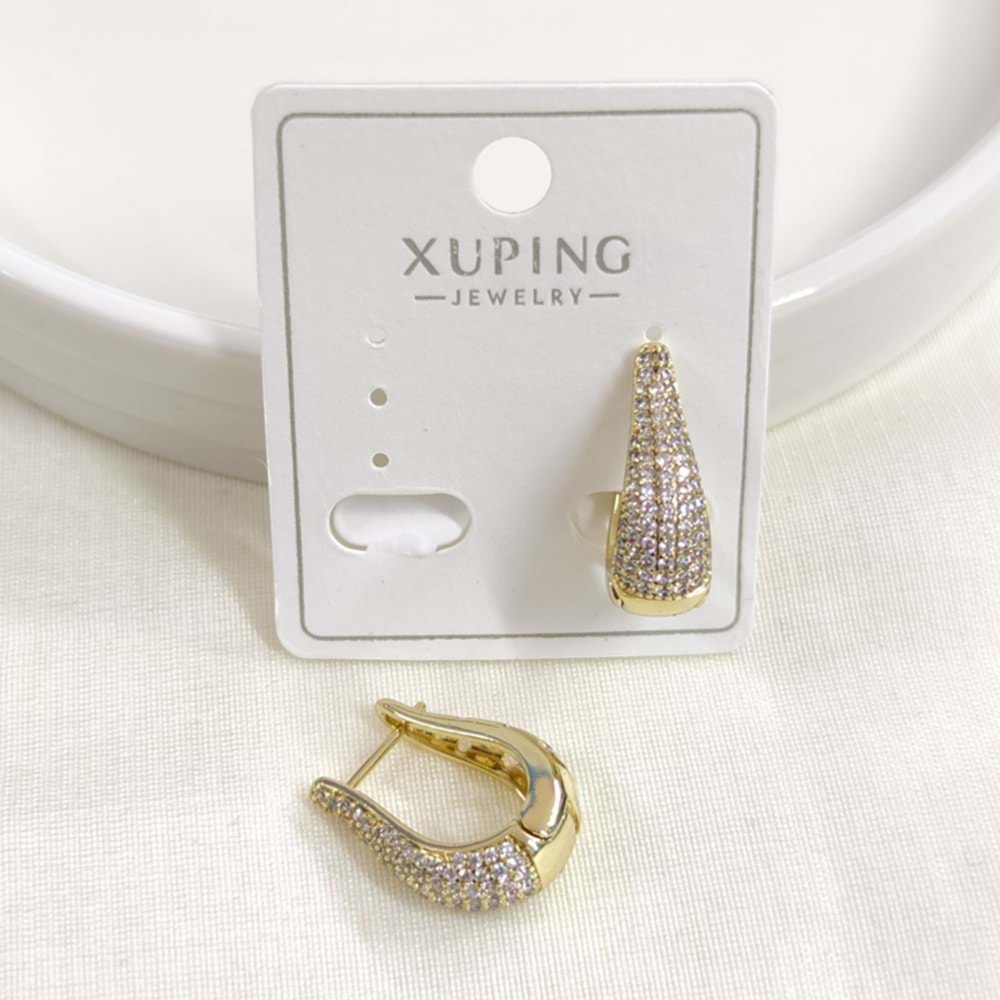 XUPING 14x10MM TAŞLI OVAL HALKA KÜPE GOLD