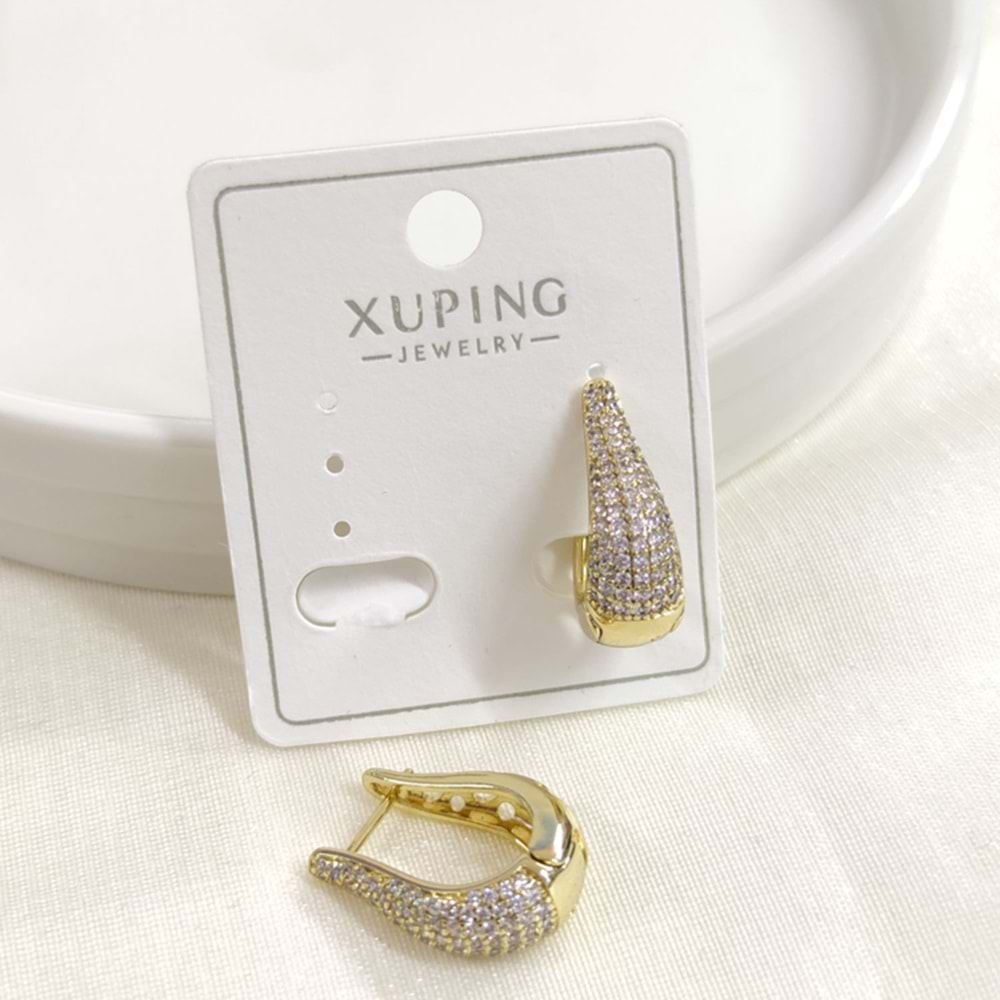XUPING 14x10MM TAŞLI OVAL HALKA KÜPE GOLD