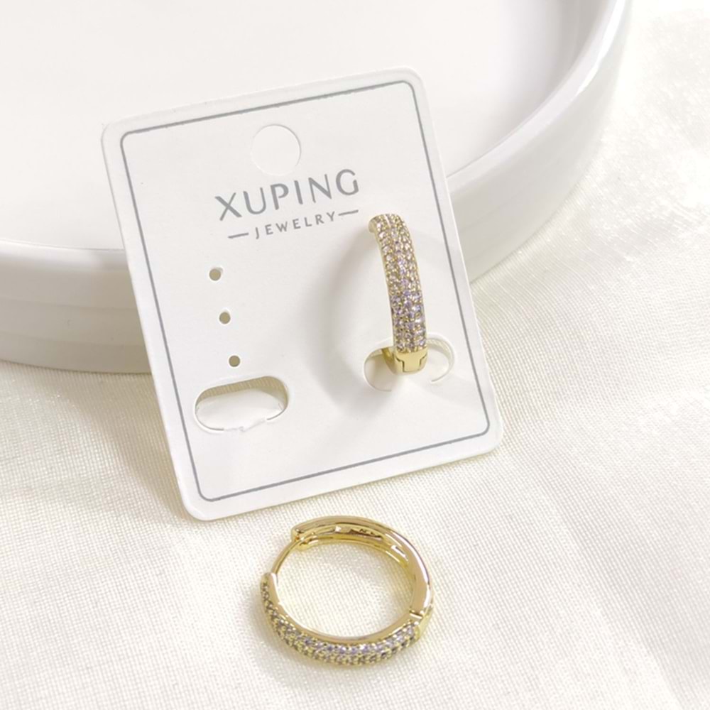 XUPING 15 MM 3 SIRA BOMBELİ HALKA KÜPE GOLD