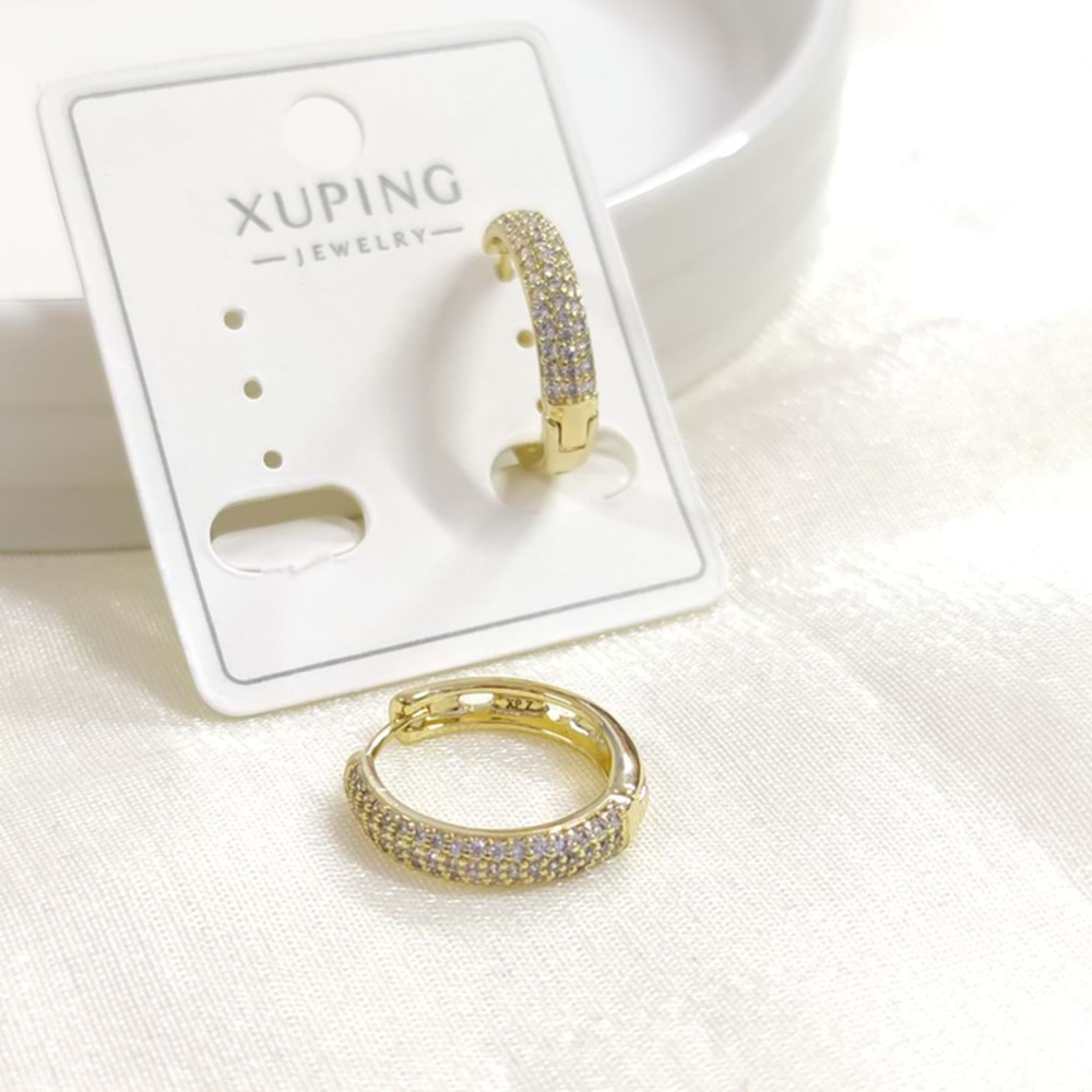 XUPING 15 MM 3 SIRA BOMBELİ HALKA KÜPE GOLD
