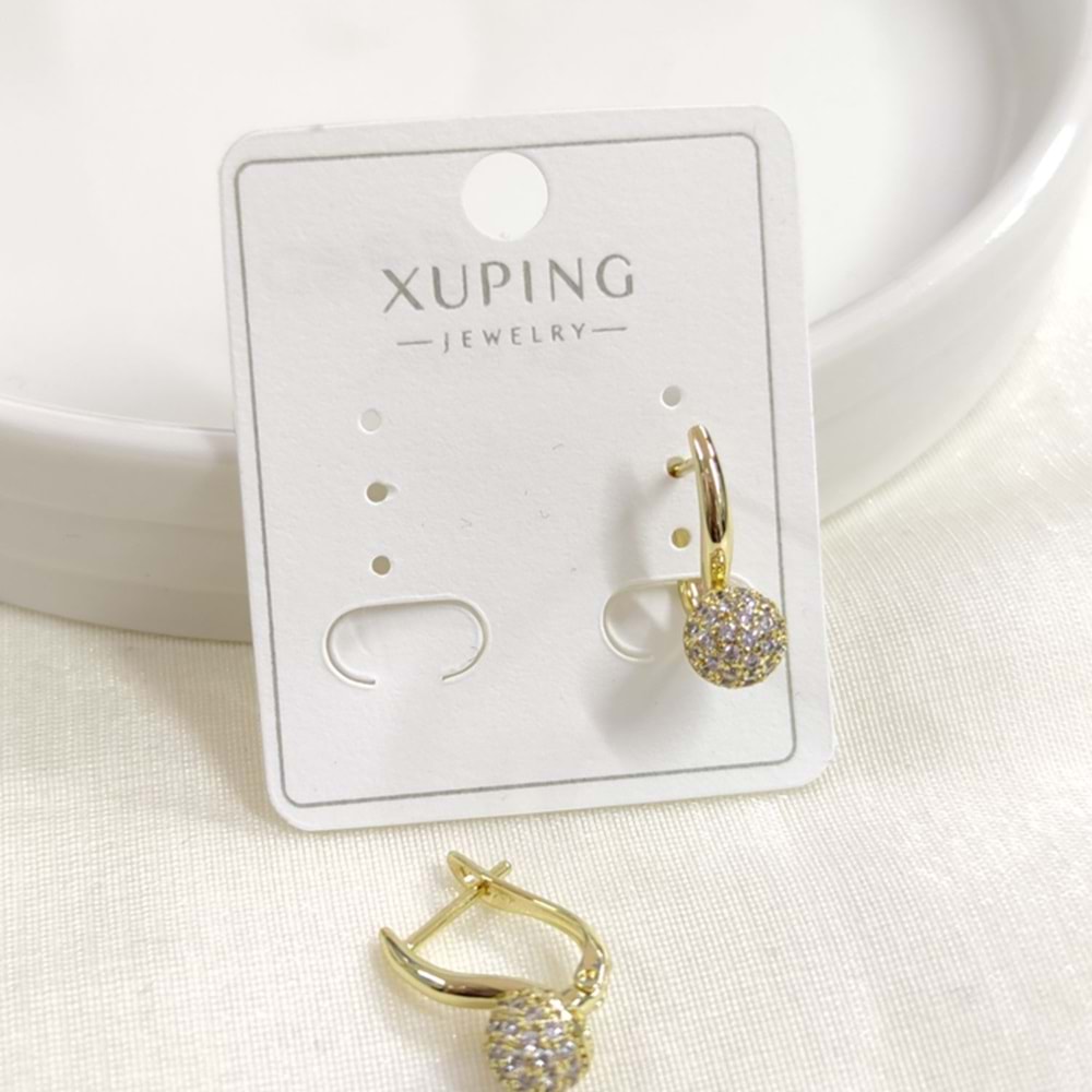 XUPING 8X10MM TAŞLI TOP J HALKA KÜPE GOLD