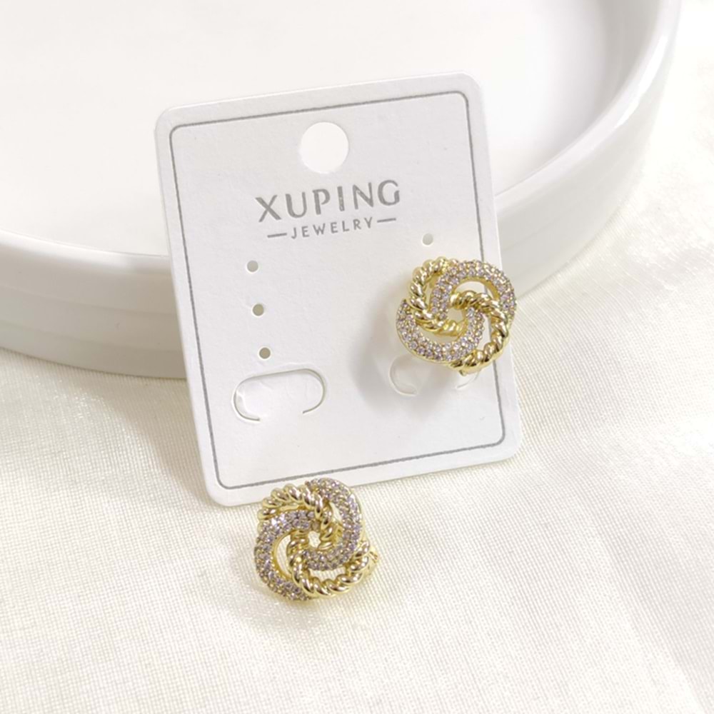 XUPING BURGU TAŞLI ÇİÇEK 10 MM HALKA KÜPE GOLD