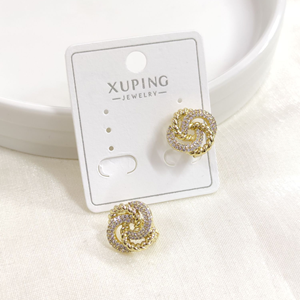 XUPING BURGU TAŞLI ÇİÇEK 10 MM HALKA KÜPE GOLD