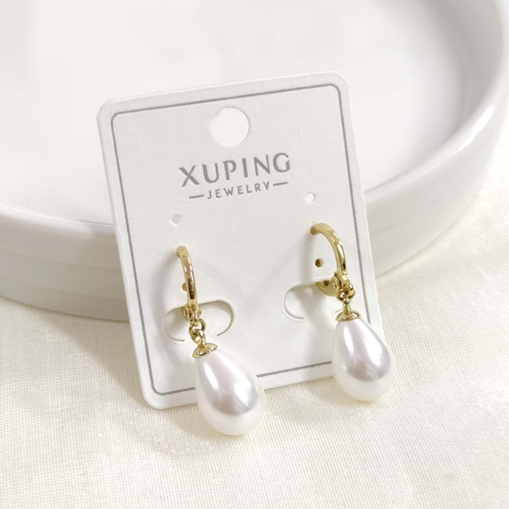 XUPING DAMLA İNCİ 10 MM HALKA KÜPE GOLD
