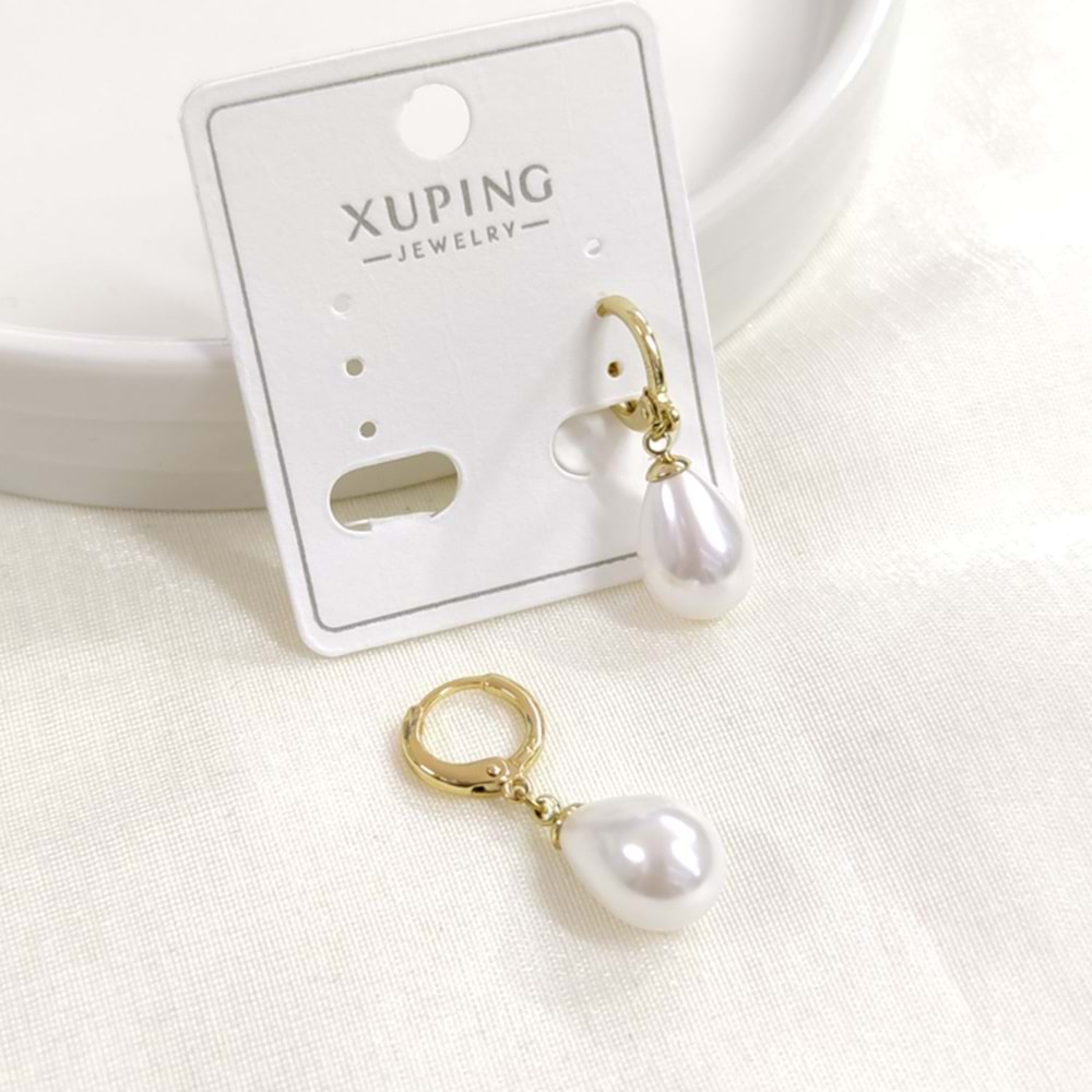 XUPING DAMLA İNCİ 10 MM HALKA KÜPE GOLD