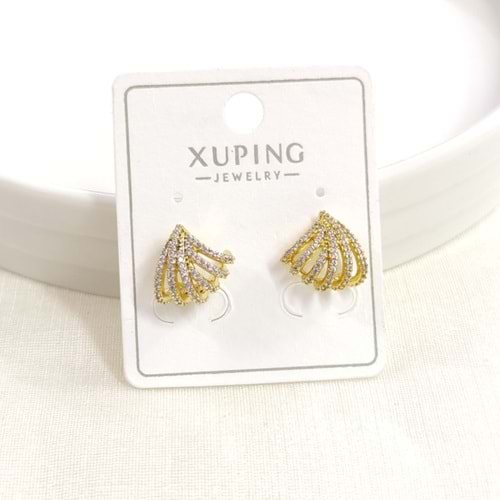 XUPING 12MM TAŞLI ÇİVİ KÜPE GOLD