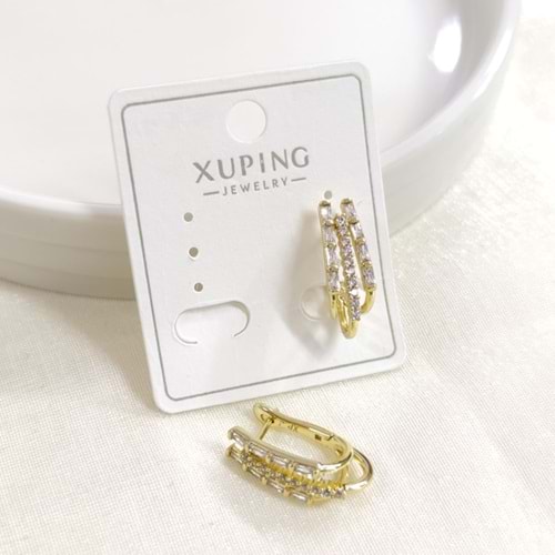 XUPING 12X8MM BAGET TAŞLI HALKA J KÜPE GOLD