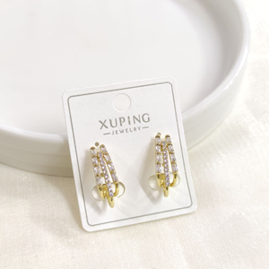 XUPING 12X8MM BAGET TAŞLI HALKA J KÜPE GOLD