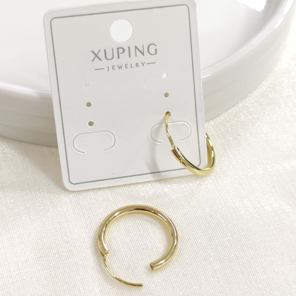 XUPING 17 MM DÜZ İÇE GEÇMELİ HALKA KÜPE GOLD