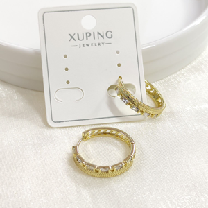 XUPING 19 MM BAGET DETAYLI HALKA KÜPE GOLD