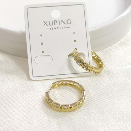 XUPING 19 MM BAGET DETAYLI HALKA KÜPE GOLD