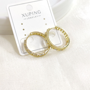 XUPING 19 MM BAGET DETAYLI HALKA KÜPE GOLD