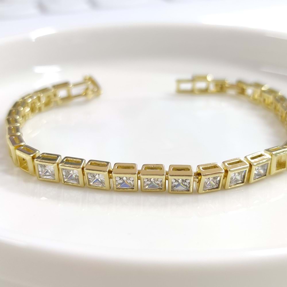 XUPING TAŞLI KARE BİLEKLİK GOLD 17+2CM