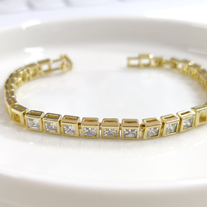 XUPING TAŞLI KARE BİLEKLİK GOLD 17+2CM
