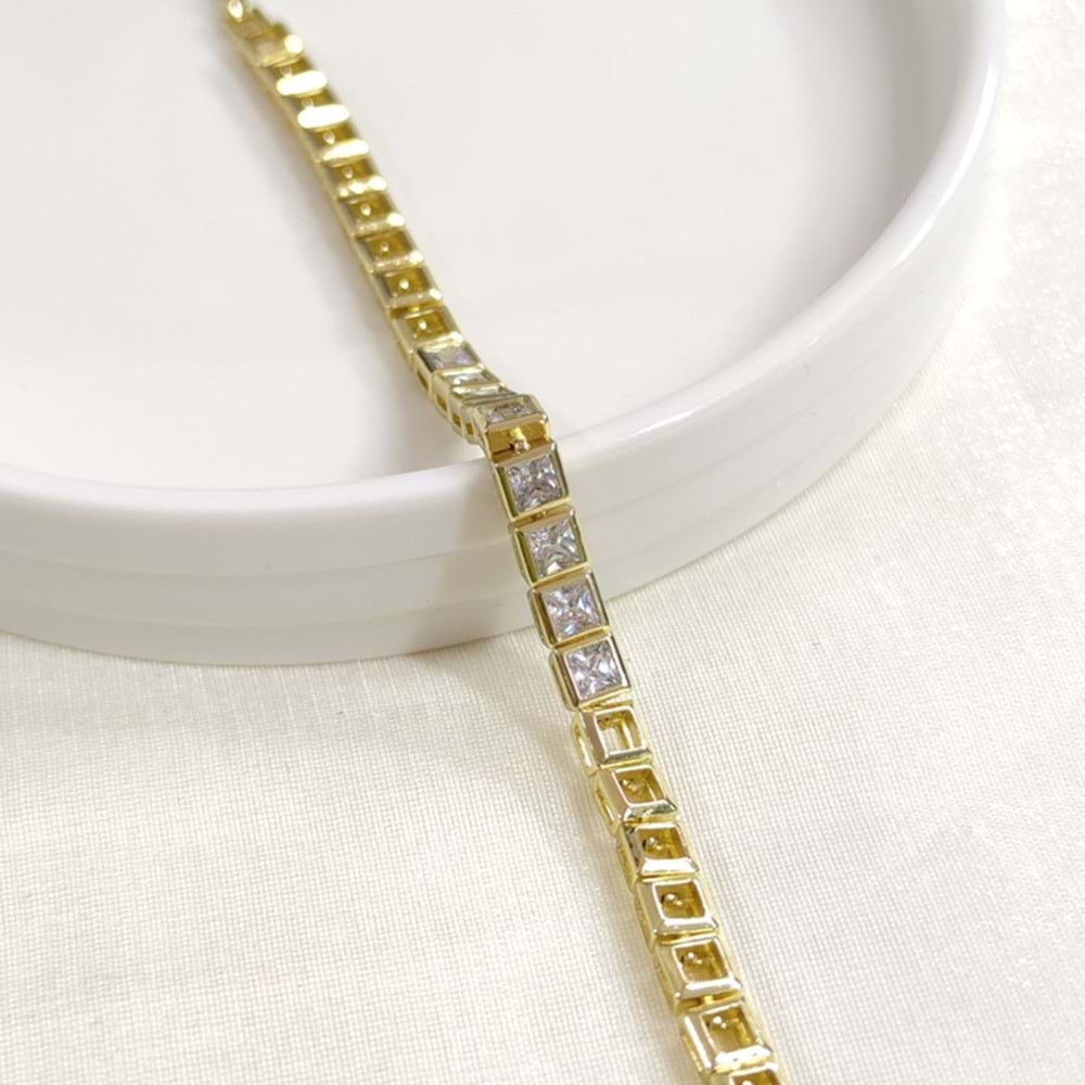 XUPING TAŞLI KARE BİLEKLİK GOLD 17+2CM