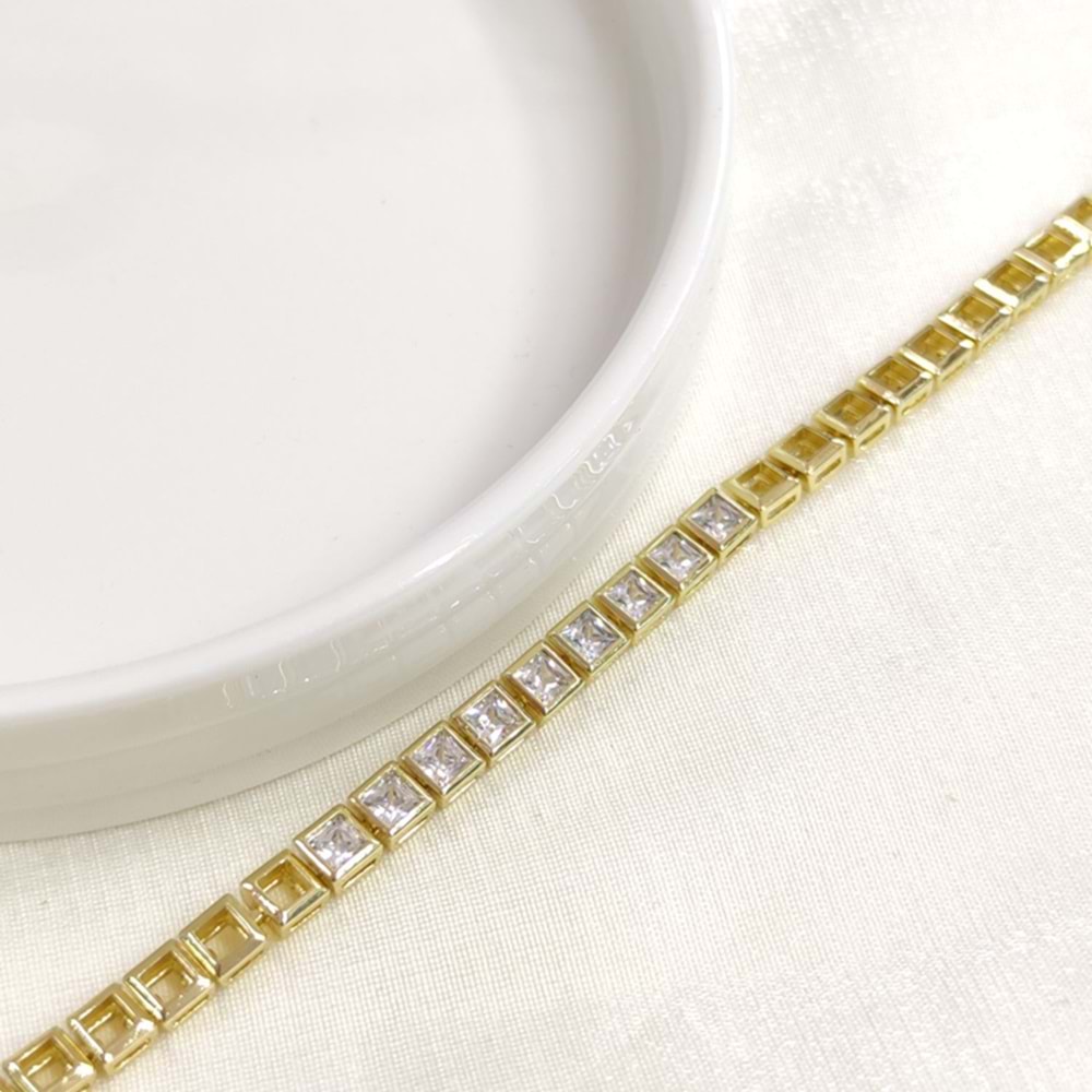 XUPING TAŞLI KARE BİLEKLİK GOLD 17+2CM