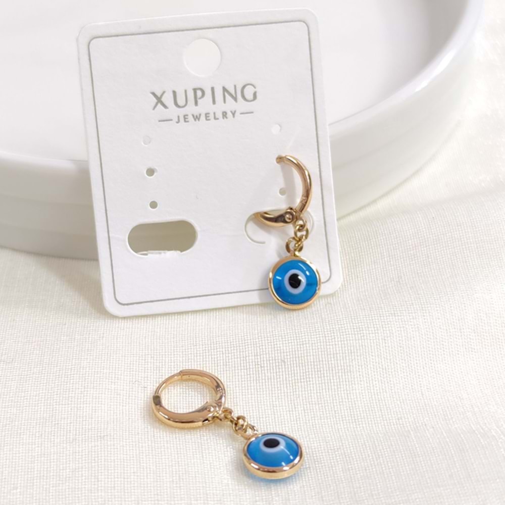 XUPING 8 MM NAZAR BONCUKLU HALKA KÜPE ROSE