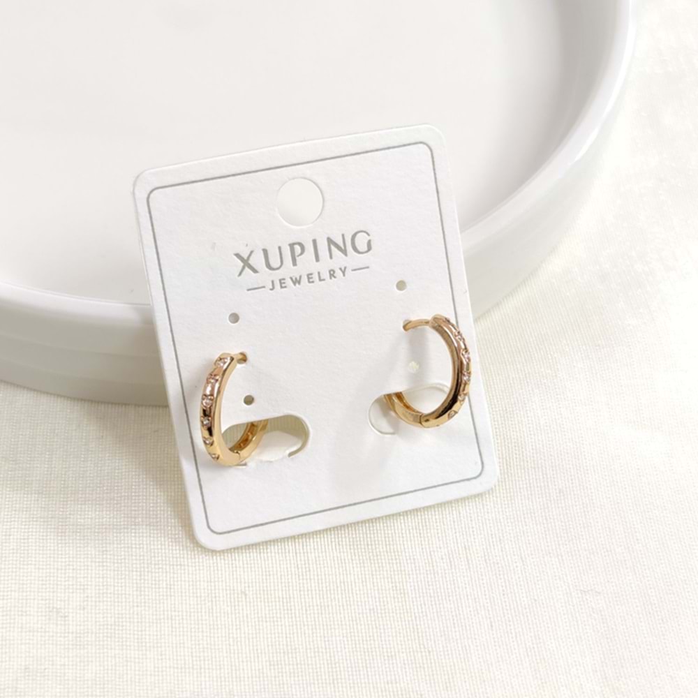 XUPING 10 MM KALP DETAY TAŞLI HALKA KÜPE ROSE