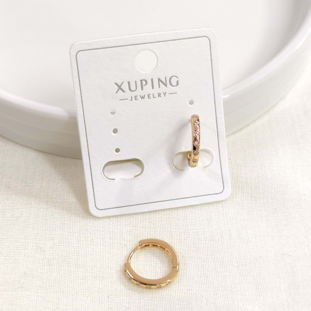 XUPING 10 MM KALP DETAY TAŞLI HALKA KÜPE ROSE