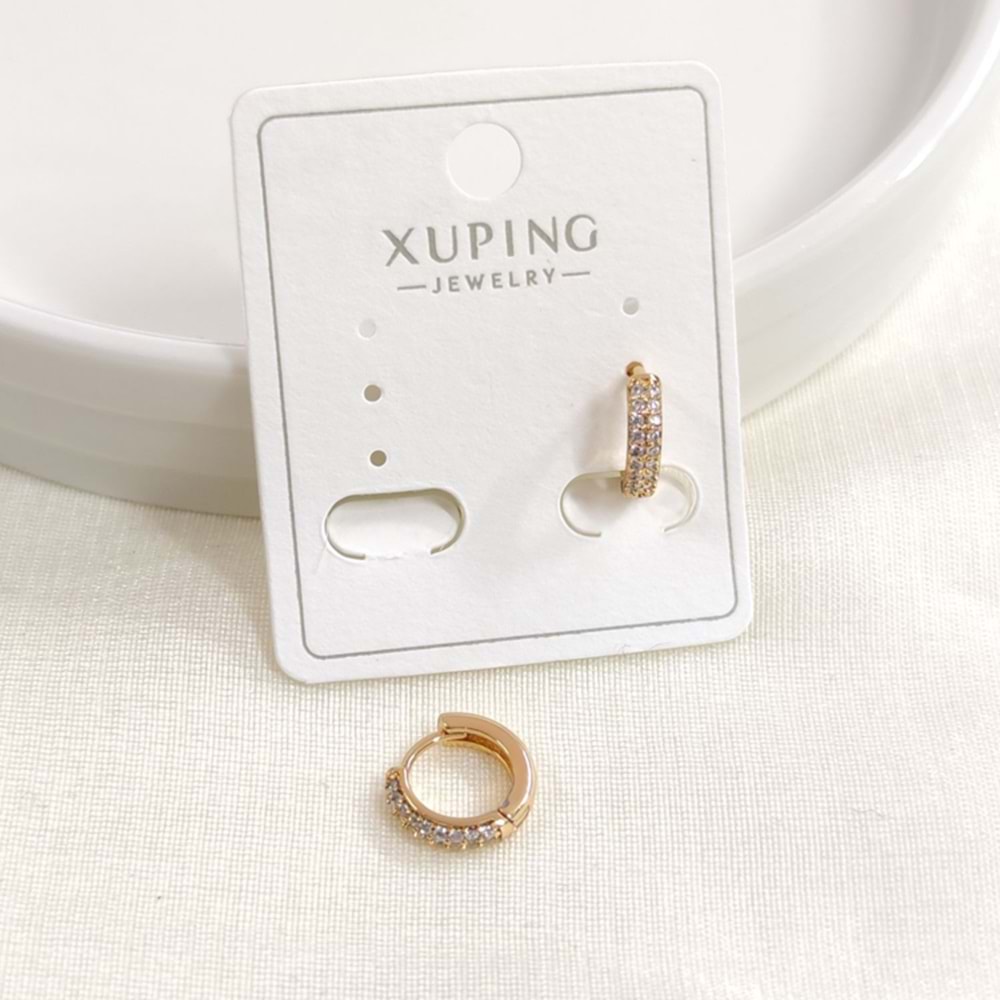 XUPING 8 MM BOMBELİ TAŞLI HALKA KÜPE ROSE