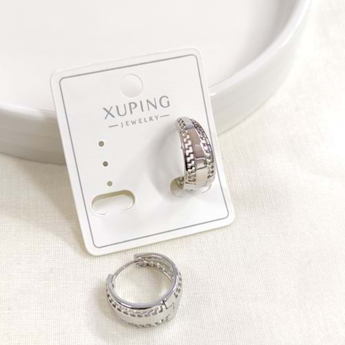 XUPING 15 MM BOMBELİ HALKA KÜPE BEYAZ
