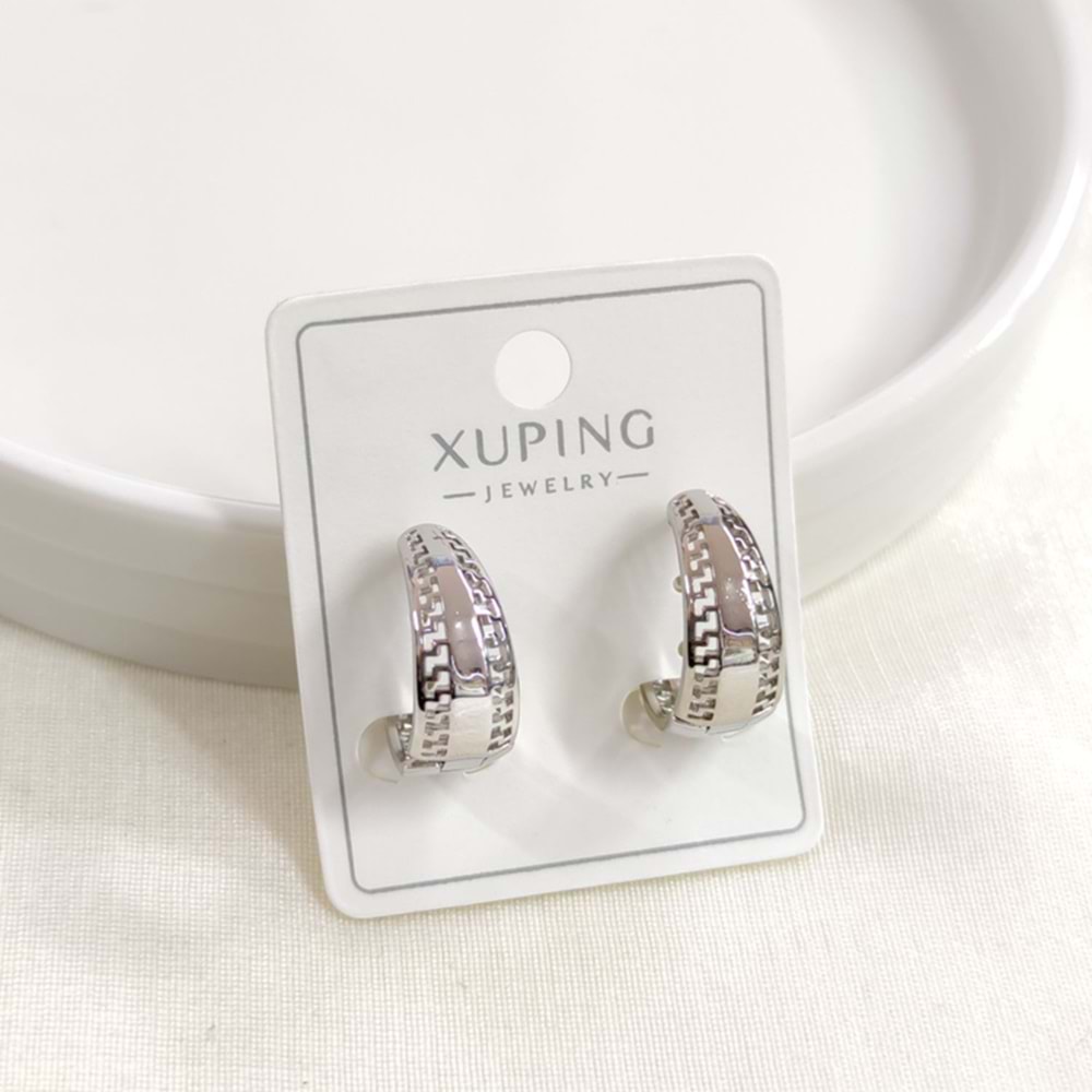 XUPING 15 MM BOMBELİ HALKA KÜPE BEYAZ