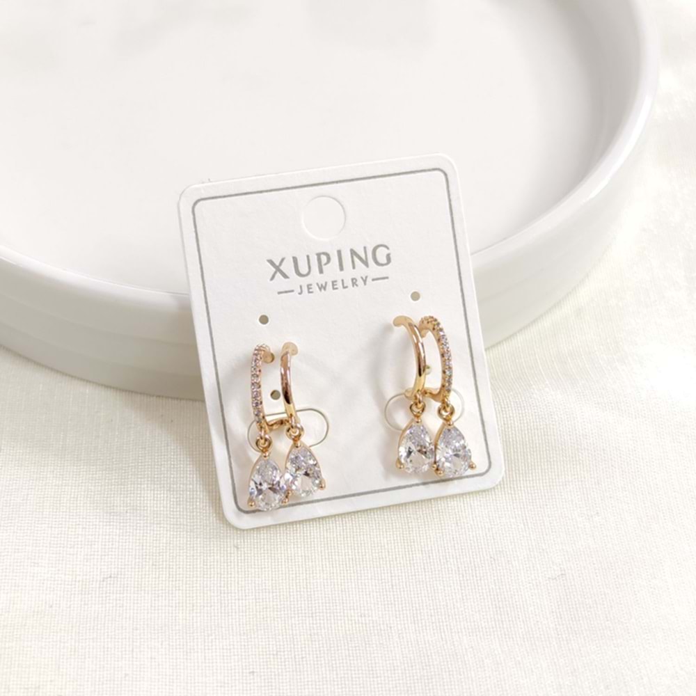 XUPING İKİ GÖRÜNÜMLÜ DAMLA ÇİVİ KÜPE ROSE