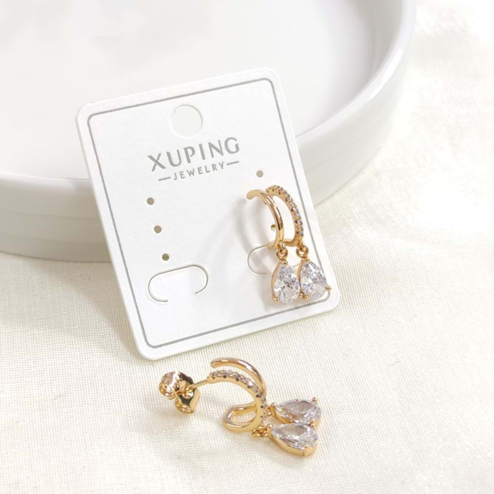 XUPING İKİ GÖRÜNÜMLÜ DAMLA ÇİVİ KÜPE ROSE
