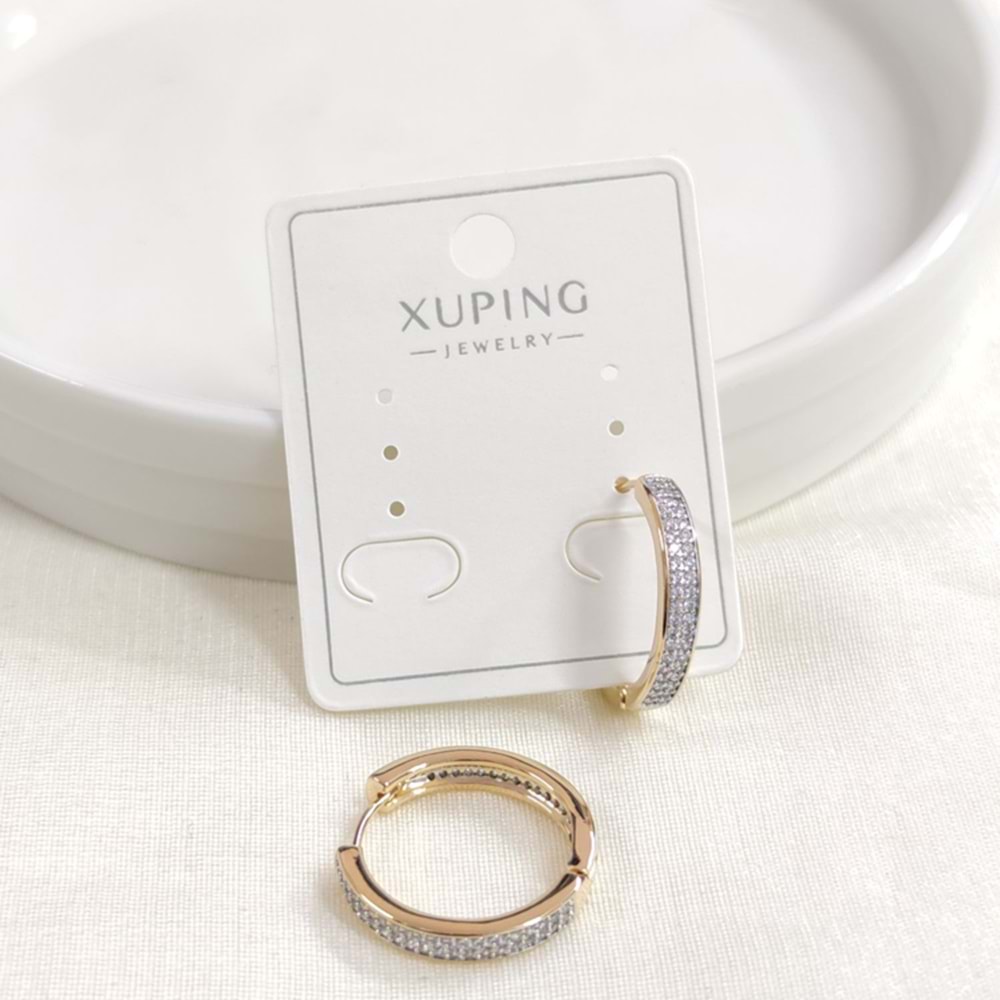 XUPING 18 MM BEYAZ TAŞLI HALKA KÜPE ROSE