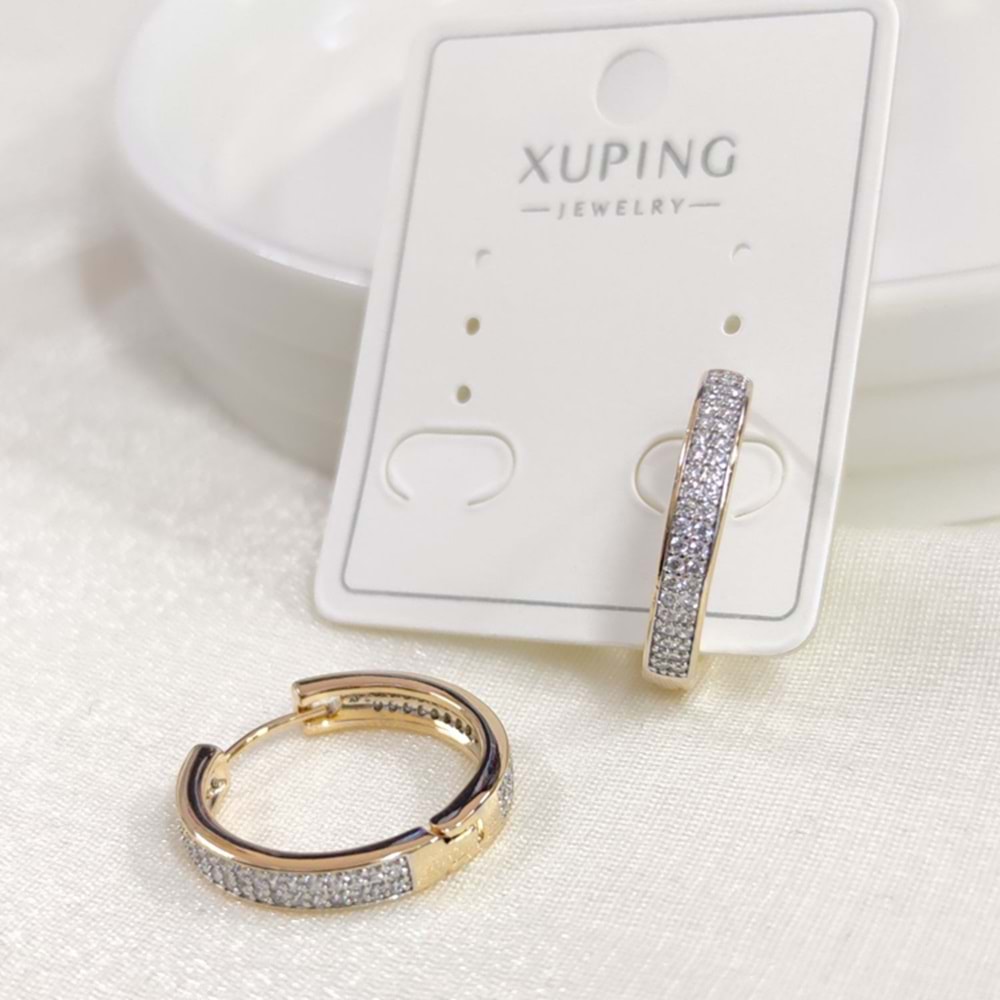 XUPING 18 MM BEYAZ TAŞLI HALKA KÜPE ROSE