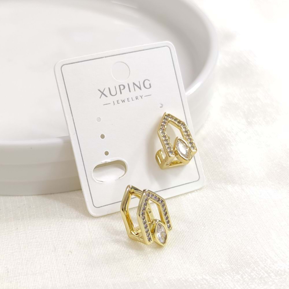 XUPING 7 MM TAŞLI HALKA KÜPE GOLD