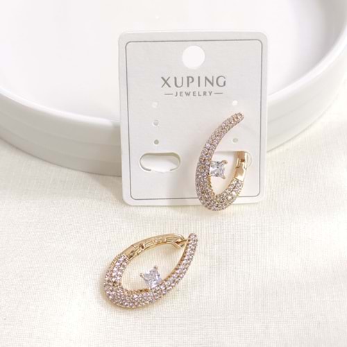 XUPING 25 MM OVAL TAŞLI HALKA KÜPE ROSE