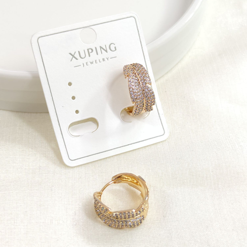 XUPING 15 MM TAŞLI YAPRAK HALKA KÜPE ROSE