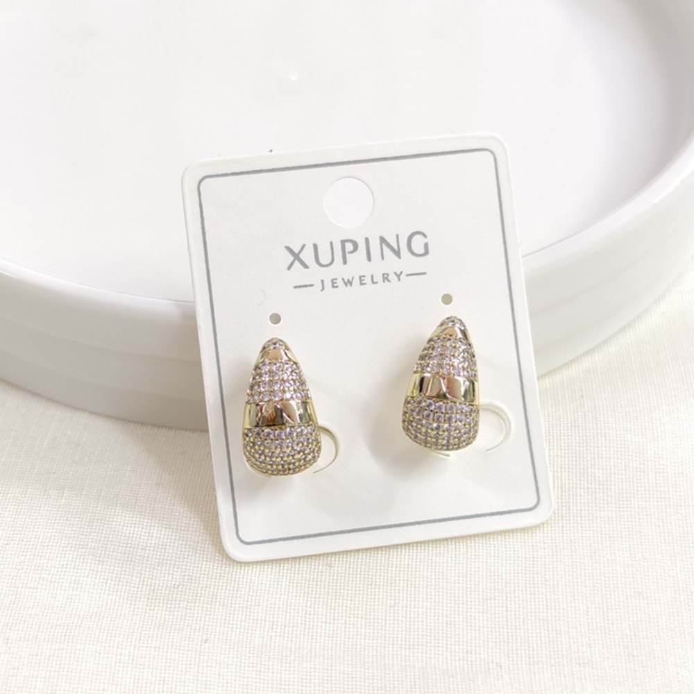 XUPING 10 MM TAŞLI BOMBELİ HALKA KÜPE GOLD