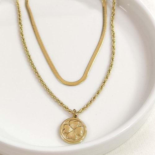 ÇELİK YONCA KOMBİN İKİLİ KOLYE