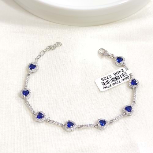 MAVİ KALP GÜMÜŞ BİLEKLİK