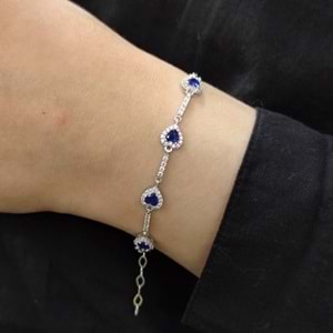 MAVİ KALP GÜMÜŞ BİLEKLİK