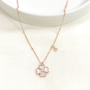 İTHAL SEDEF YONCA GÜMÜŞ KOLYE 40+5CM - ROSE BAKIR