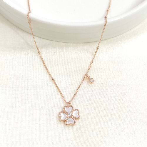 İTHAL SEDEF YONCA GÜMÜŞ KOLYE 40+5CM - ROSE BAKIR