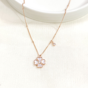 İTHAL SEDEF YONCA GÜMÜŞ KOLYE 40+5CM - ROSE BAKIR