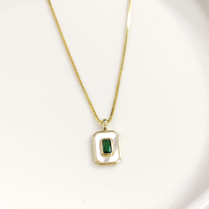 İTHAL SEDEF YEŞİL TAŞLI GÜMÜŞ KOLYE 40+5CM