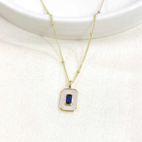 İTHAL SEDEF MAVİ TAŞLI GÜMÜŞ KOLYE 40+5CM