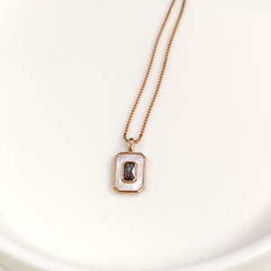 İTHAL SEDEF MİSTİK TOPAZ TAŞLI GÜMÜŞ KOLYE ROSE