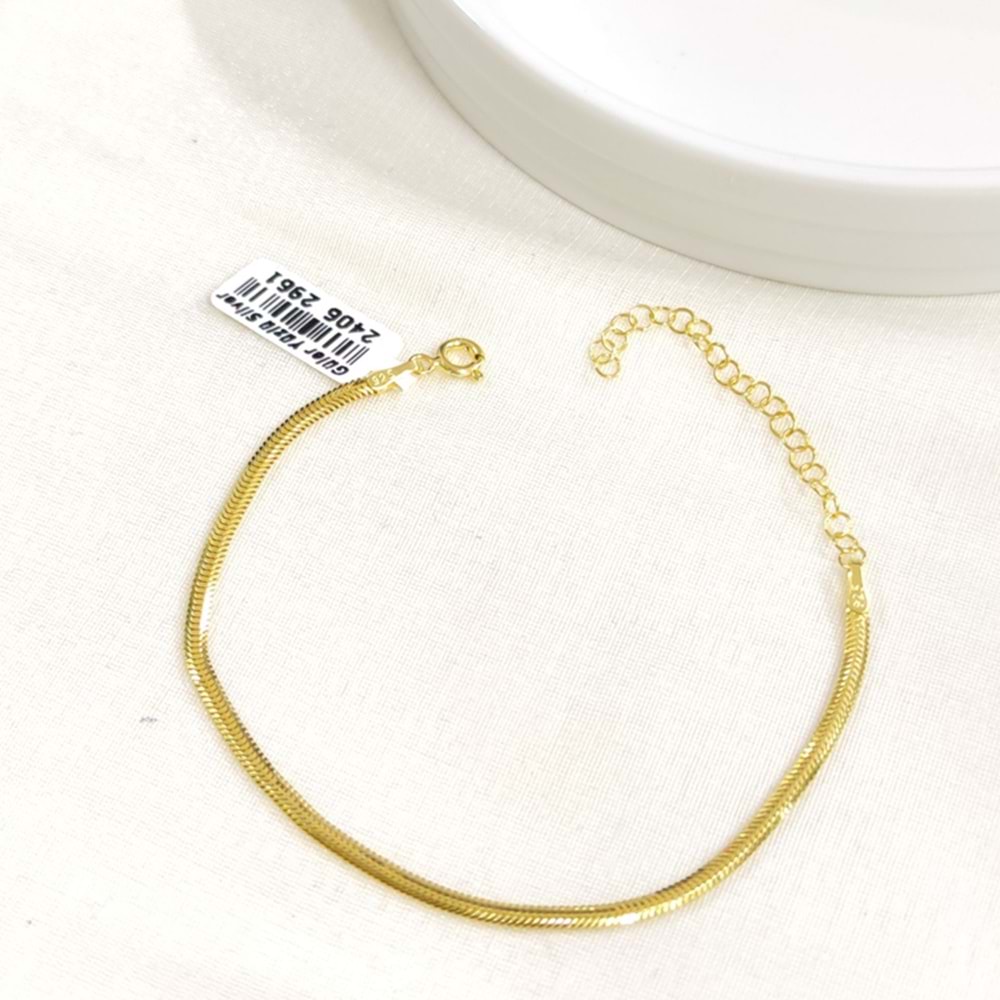 2,5 MM YASSI GÜMÜŞ BİLEKLİK - ALTIN SARI
