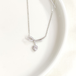 İTHAL 20 MM FİYONK KALP GÜMÜŞ KOLYE - RODYUM BEYAZ