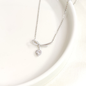 İTHAL 20 MM FİYONK KALP GÜMÜŞ KOLYE - RODYUM BEYAZ