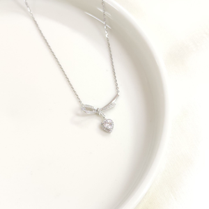 İTHAL 20 MM FİYONK KALP GÜMÜŞ KOLYE - RODYUM BEYAZ