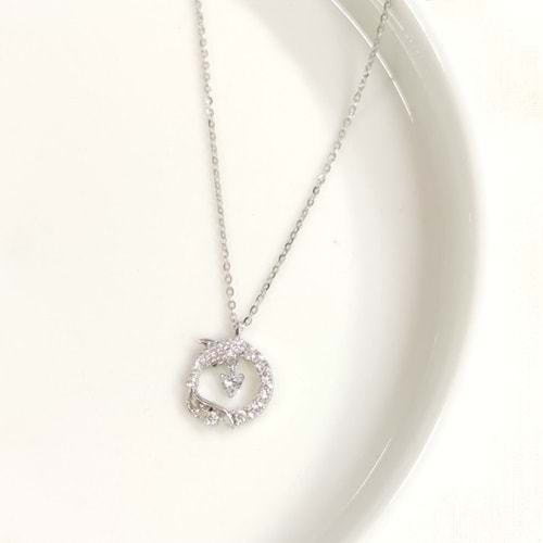 İTHAL 12 MM BALIK KALP ÇEMBER GÜMÜŞ KOLYE